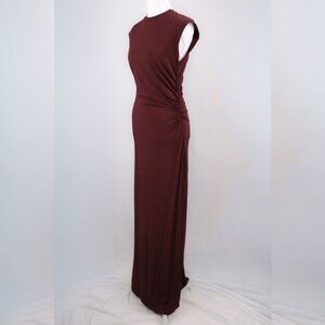 Stella McCartney Cap Sleeved Ruched Maxi Dress, Dark Cherry, Large